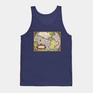 Antique World Map of the Americas by Abraham Ortelius Tank Top